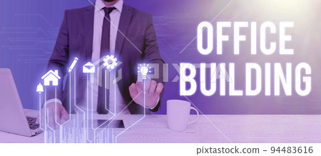 Writing displaying text Office BuildingCommercial buildings are used for commercial purposes. Word Written on Commercial buildings are used for commercial purposes 94483616