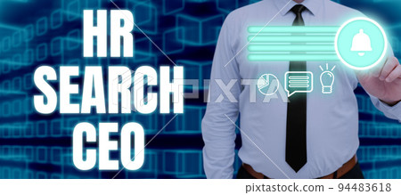 Handwriting text Hr Search Ceo. Business showcase Human resources seeking for new Chief Executive Officer Handwriting text Hr Search Ceo. Business showcase Human resources seeking for new Chief Executive Officer 94483618
