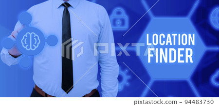 Conceptual caption Location FinderA service featured to find the address of a selected place. Concept meaning A service featured to find the address of a selected place 94483730