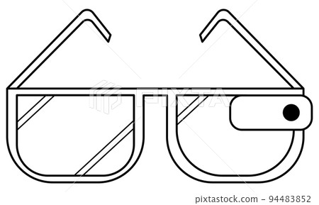 Hand drawn smart glasses.Device showing information that complements the visible. Outline. Vector Hand drawn smart glasses.Device showing information that complements the visible. Outline. Vector 94483852