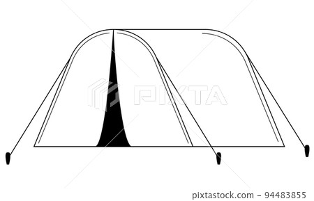 Hand drawn tourist tent. Equipment used during hiking and traveling. Doodle style. Vector 94483855