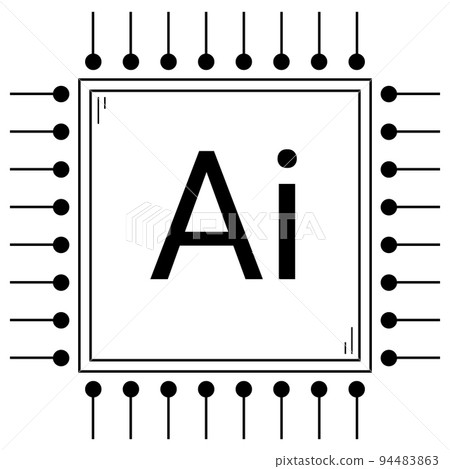 Hand drawn computer processor. Artificial intelligence. Microchip for computing Hand drawn computer processor. Artificial intelligence. Microchip for computing 94483863