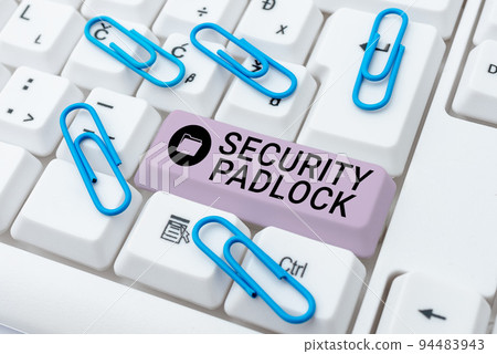 Conceptual display Security Padlockhardened steel body and double locking shackle of extra one. Business concept hardened steel body and double locking shackle of extra one Conceptual display Security Padlockhardened steel body and double locking shackle of extra one. Business concept hardened steel body and double locking shackle of extra one 94483943