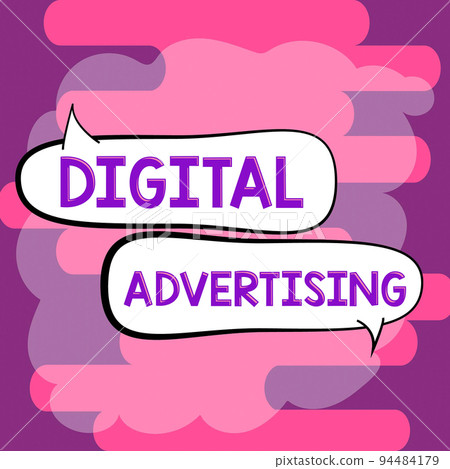 Hand writing sign Digital Advertising. Business overview Online Marketing Deliver Promotional Messages Campaign 94484179