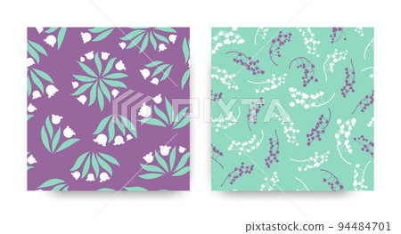 Floral Pattern Set. Seamless Lili of the Valley Textile Print. Elegant Blossom Illustration. Spring Floral Pattern. Vintage Leaves Decoration. Bunch of Convallaria Majalis. Spring Floral Pattern. Floral Pattern Set. Seamless Lili of the Valley Textile Print. Elegant Blossom Illustration. Spring Floral Pattern. Vintage Leaves Decoration. Bunch of Convallaria Majalis. Spring Floral Pattern. 94484701