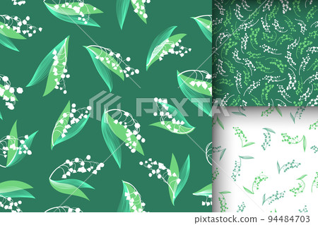 Lily of the Valley. Bunch of Convallaria Majalis. Romantic Flower Pattern. Lily of the Valley Seamless Fabric. Fresh Foliage Illustration. Botanical Textile Print. Summer Lily of the Valley. Lily of the Valley. Bunch of Convallaria Majalis. Romantic Flower Pattern. Lily of the Valley Seamless Fabric. Fresh Foliage Illustration. Botanical Textile Print. Summer Lily of the Valley. 94484703