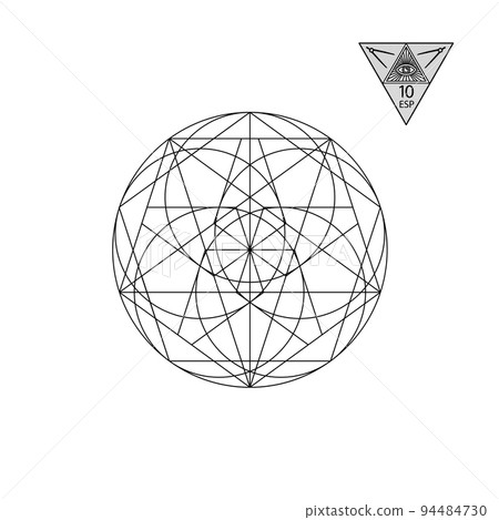 Sacred geometry. Vector Illustration isolated on white. Sacred geometry. Black lines on a white background 94484730