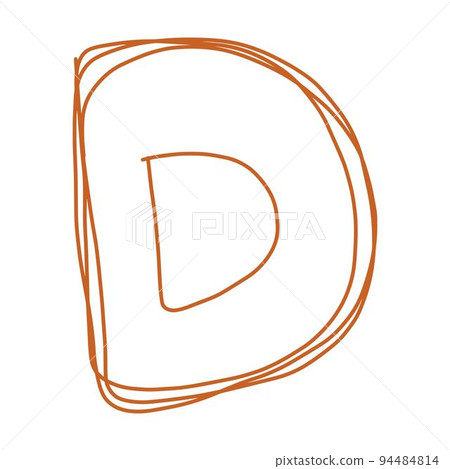 Alphabet D letter hand drawn outline stroke drawing illustration element art for education 94484814