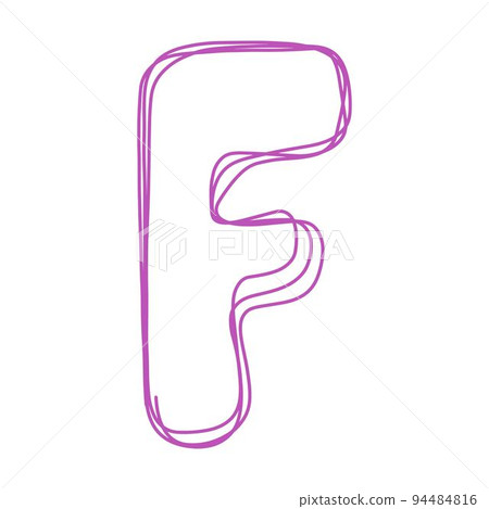 Alphabet F letter hand drawn outline stroke drawing illustration element art for education 94484816
