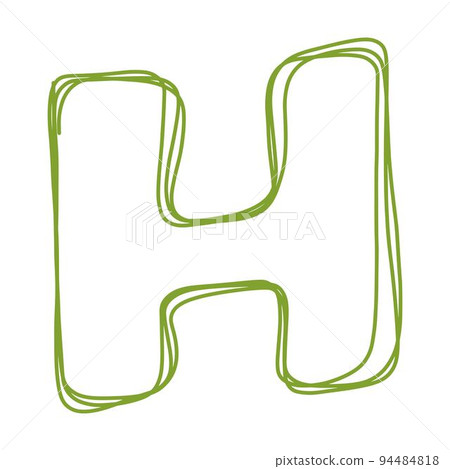 Alphabet H letter hand drawn outline stroke drawing illustration element art for education 94484818