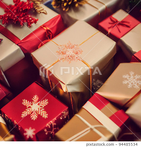 Christmas gift boxes on the floor. Christmas gift 94485534