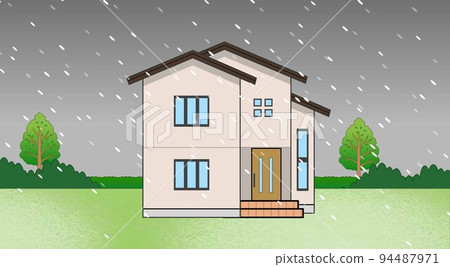 Stylish house and sky pattern Stylish house and sky pattern 94487971