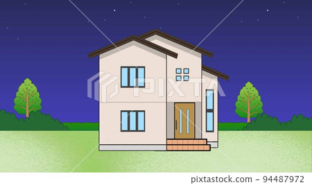 Stylish house and sky pattern Stylish house and sky pattern 94487972