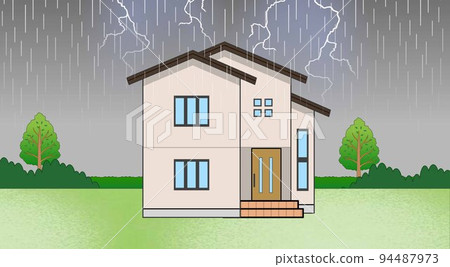 Stylish house and sky pattern 94487973