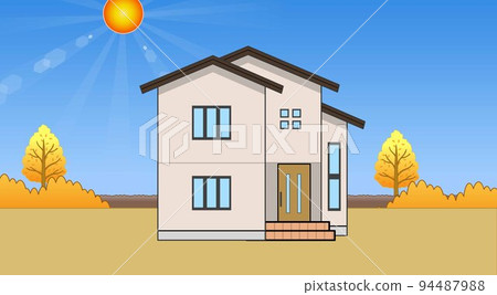 Stylish house and sky pattern Stylish house and sky pattern 94487988