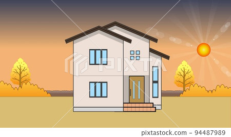 Stylish house and sky pattern Stylish house and sky pattern 94487989