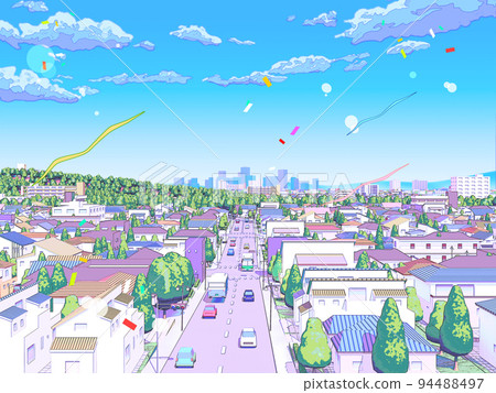 Residential area CG pastel color cityscape landscape urban background Residential area CG pastel color cityscape landscape urban background 94488497