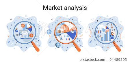 Market statistics data analysis marketing strategy development metaphor. Business research, problems solving Market statistics data analysis marketing strategy development metaphor. Business research, problems solving 94489295