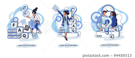Ladge question mark. Problem and solution concept metaphor. Ask questions. FAQ frequently asked help 94489313