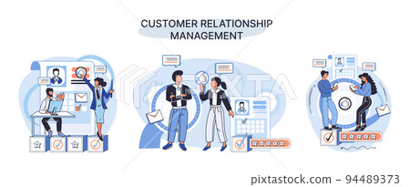 CRM metaphor. Customer Relationship Management. Application software for service organization 94489373