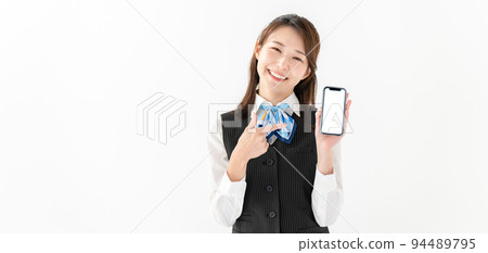 Business smartphone female uniform 94489795