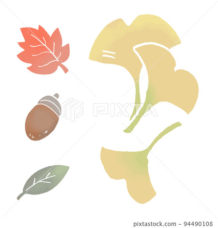 秋季植物的水彩風格插圖集 秋季植物的水彩風格插圖集 94490108