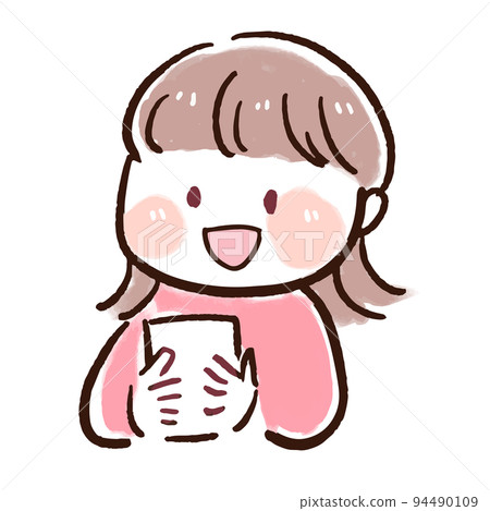 A girl holding a letter A girl holding a letter 94490109