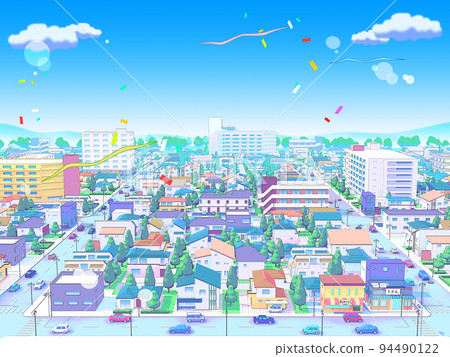 住宅區 CG 柔和的色彩城市景觀背景流行 94490122