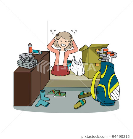 Elderly illustration that can not clean up the house 94490215