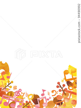 Autumn watercolor notes dead leaf bottom frame vertical Autumn watercolor notes dead leaf bottom frame vertical 94490992