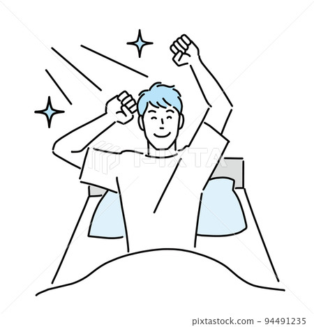 一個微笑的男人早上舒適地醒來 94491235
