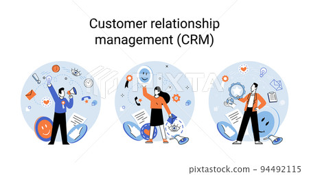 CRM metaphor. Customer Relationship Management. Application software for service organization CRM metaphor. Customer Relationship Management. Application software for service organization 94492115