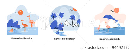Biodiversity in nature as environment variety of life on Earth planet. Saving wildlife ecosystem metaphor 94492132