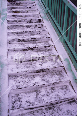 Stairs after snow removal Stairs after snow removal 94492480
