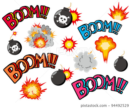 帶有骷髏標記的炸彈爆炸插圖 94492529