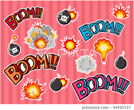 帶有骷髏標記的炸彈爆炸插圖 94492537