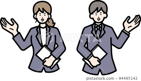 介紹和指導的商務人士的插圖素材集 介紹和指導的商務人士的插圖素材集 94495142