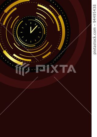 Dark background with golden circle lines. Red abstract backdrop with clock. Dark background with golden circle lines. Red abstract backdrop with clock. 94495438