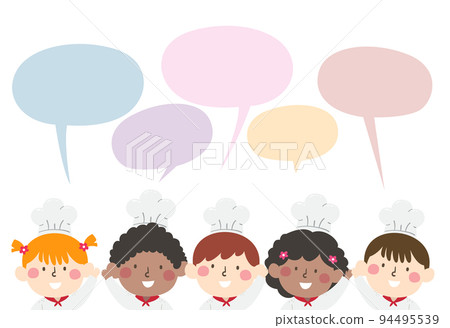 Kids Chefs Speech Bubble Wave Illustration 94495539