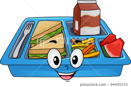Mascot Lunch Tray Container Illustration Mascot Lunch Tray Container Illustration 94495555