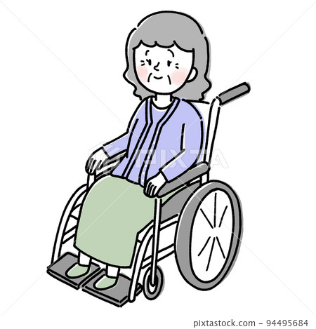 Illustration of an elderly woman in a wheelchair Senior Illustration of an elderly woman in a wheelchair Senior 94495684