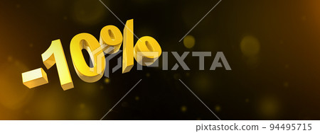 10% off discount offer. 3D illustration isolated on black. Horizontal banner 10% off discount offer. 3D illustration isolated on black. Horizontal banner 94495715