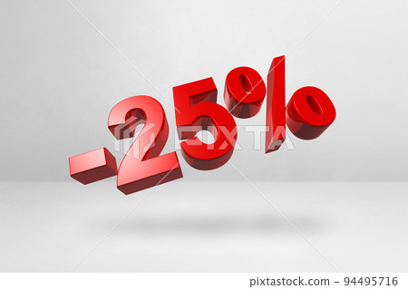 25% off discount offer. 3D illustration isolated on white. Promotional price rate 25% off discount offer. 3D illustration isolated on white. Promotional price rate 94495716