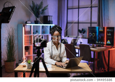 Positive attractive confident experienced smart african american businesswoman office manager Positive attractive confident experienced smart african american businesswoman office manager 94495886