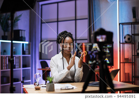 Smiling successful african american skilled businesswoman in formal wear Smiling successful african american skilled businesswoman in formal wear 94495891
