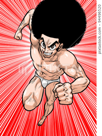 energetic naked man dashing 94496520