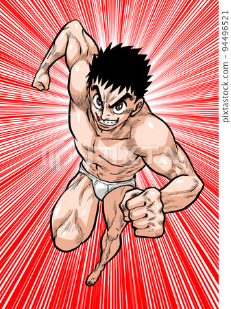 energetic naked man dashing 94496521