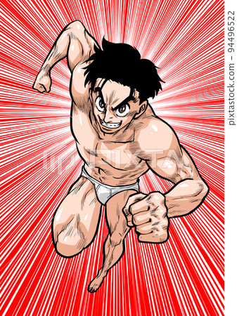 energetic naked man dashing 94496522