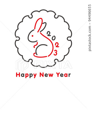 2023 年新年賀卡模板,附有兔子和雪花的時尚線條圖 向量例證 2023 年新年賀卡模板,附有兔子和雪花的時尚線條圖 向量例證 94496655