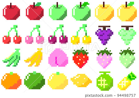 Pixel art fruit set - Stock Illustration [94498757] - PIXTA